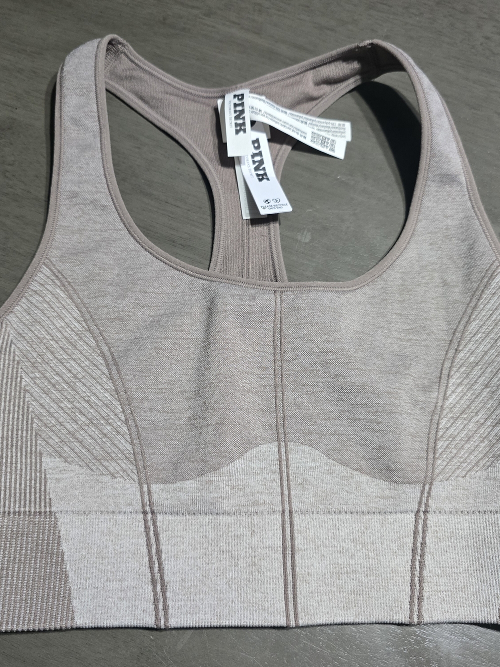 PINK Victoria's Secret Seamless Racerback Sports Bra - Taupe Neutral